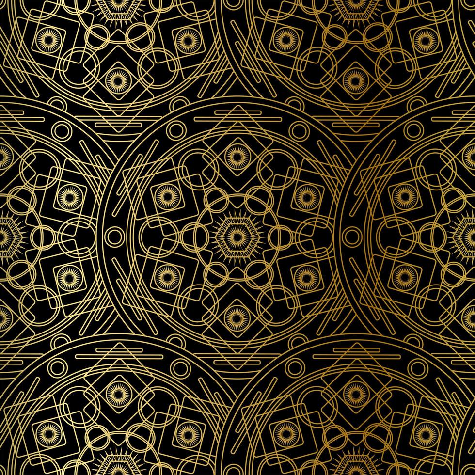 Golden Luxury Art Mandala Boho Seamless Pattern vector