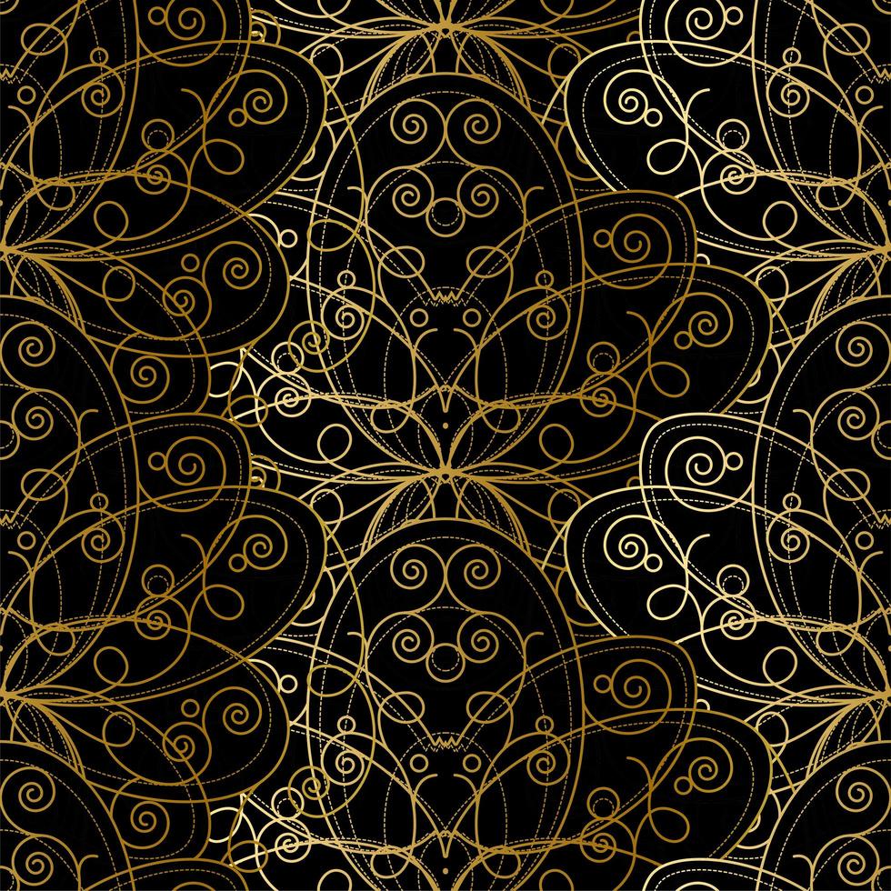 Abstract Seamless Pattern, Golden Print on Black vector