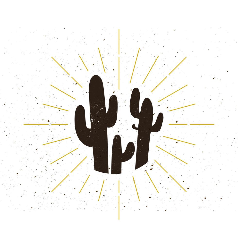 Retro cactus silhouette logo vector