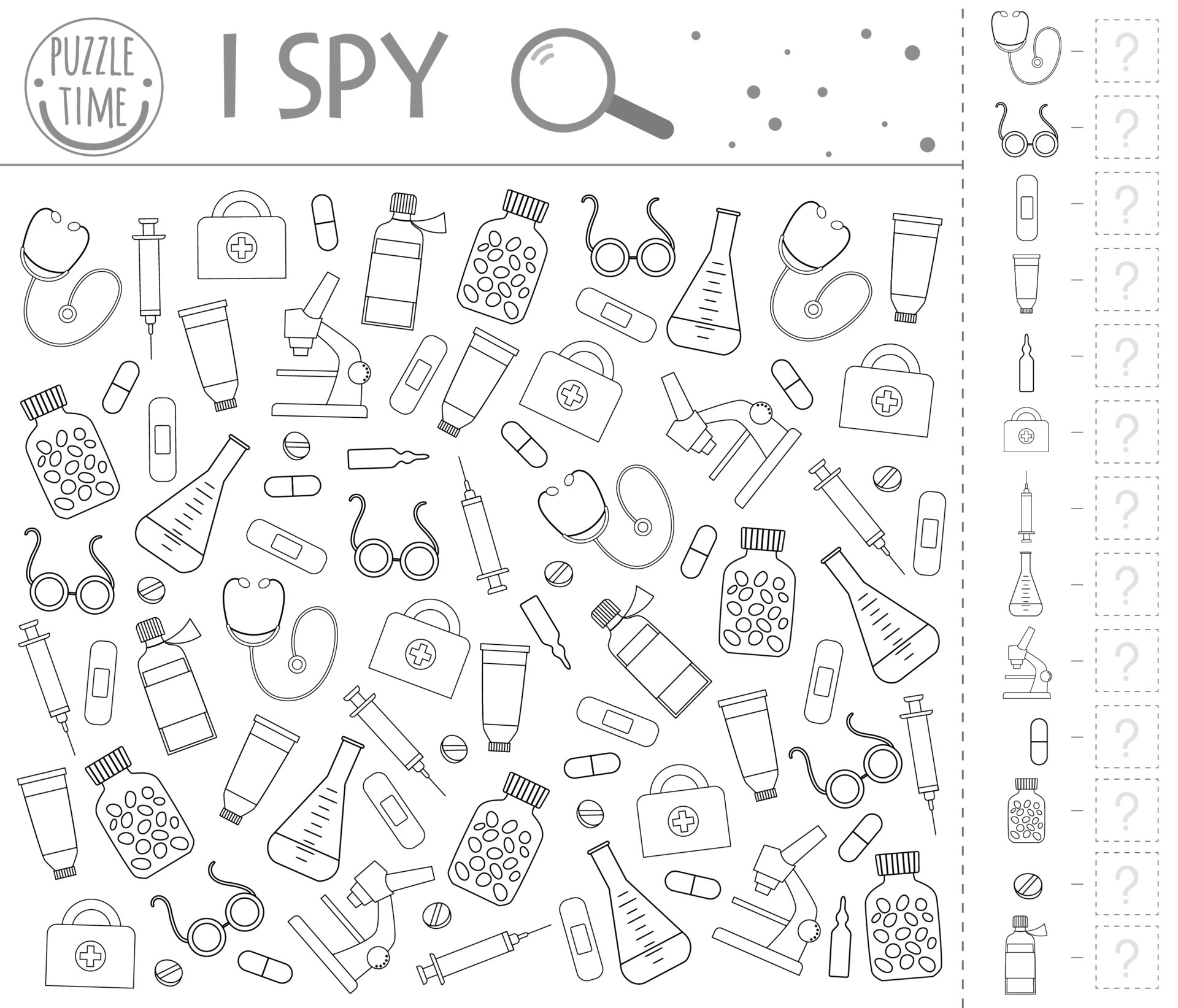 Medical outline I spy game for kids. Healthcare themed ...