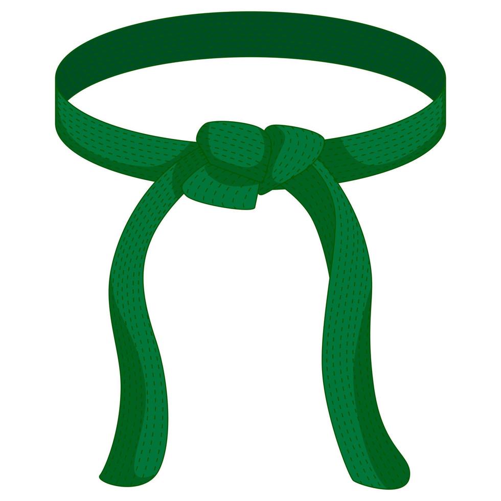 Karate belt green color isolated on white background. Design icon of Japanese martial art in flat style. vector