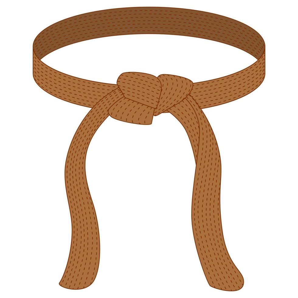 Karate belt light brown color isolated on white background. Design icon of Japanese martial art in flat style. vector