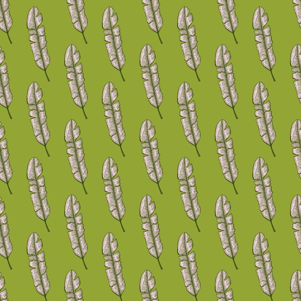 Banana leaves seamless pattern.Vintage tropical branch in engraving style. vector