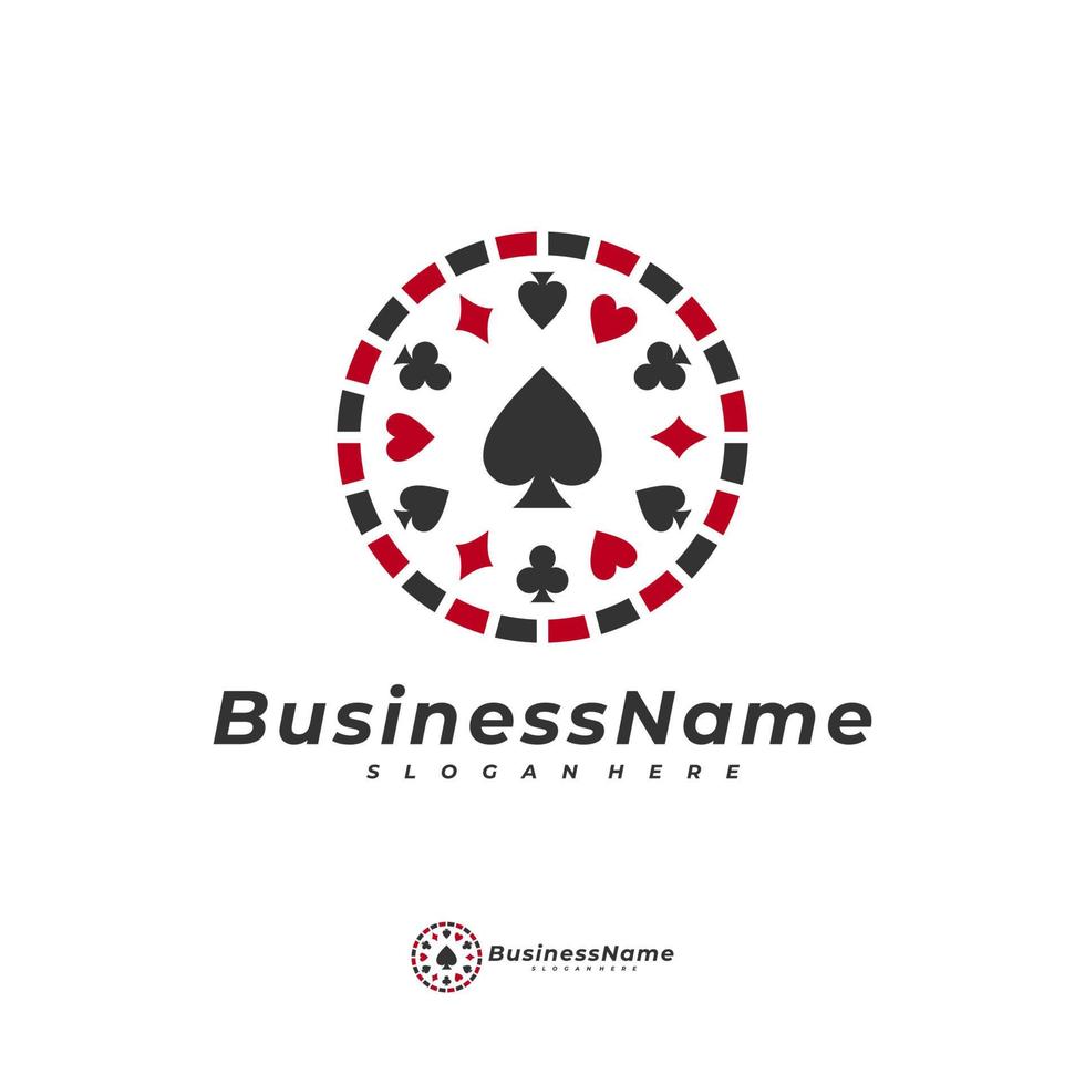 plantilla de vector de logotipo de tarjeta de póquer, concepto de diseño de logotipo de juego creativo