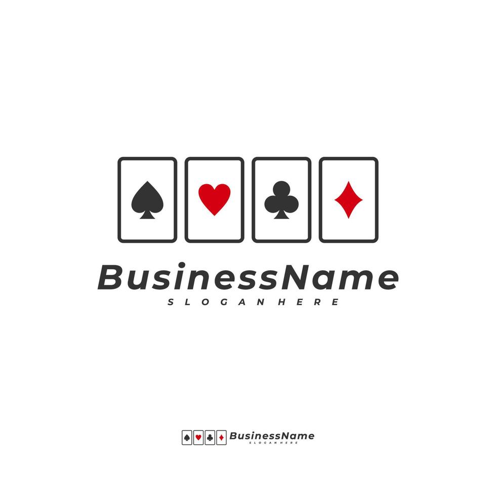 plantilla de vector de logotipo de tarjeta de póquer, concepto de diseño de logotipo de juego creativo