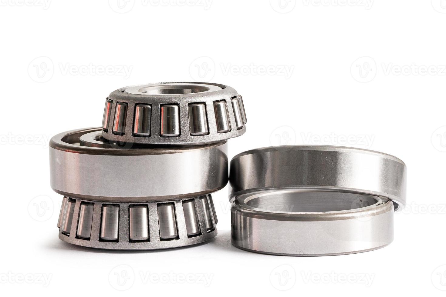 Ball bearing stainless metal roller for machine industrial, angular contact isolated on white background with clipping path. photo