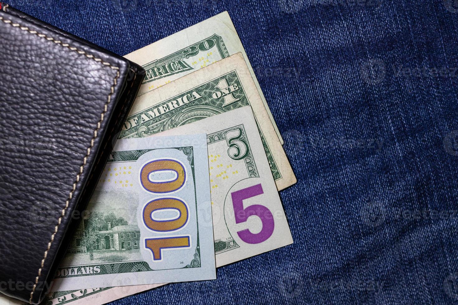 Dollar bills in wallet. photo
