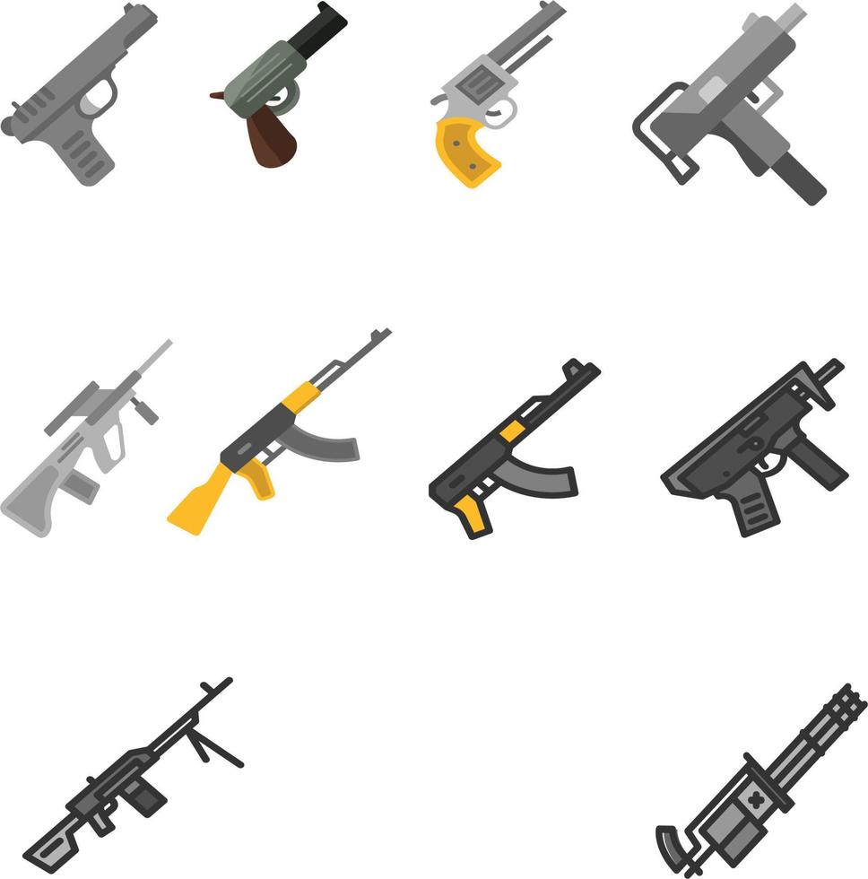 Gun weapon set vector pack