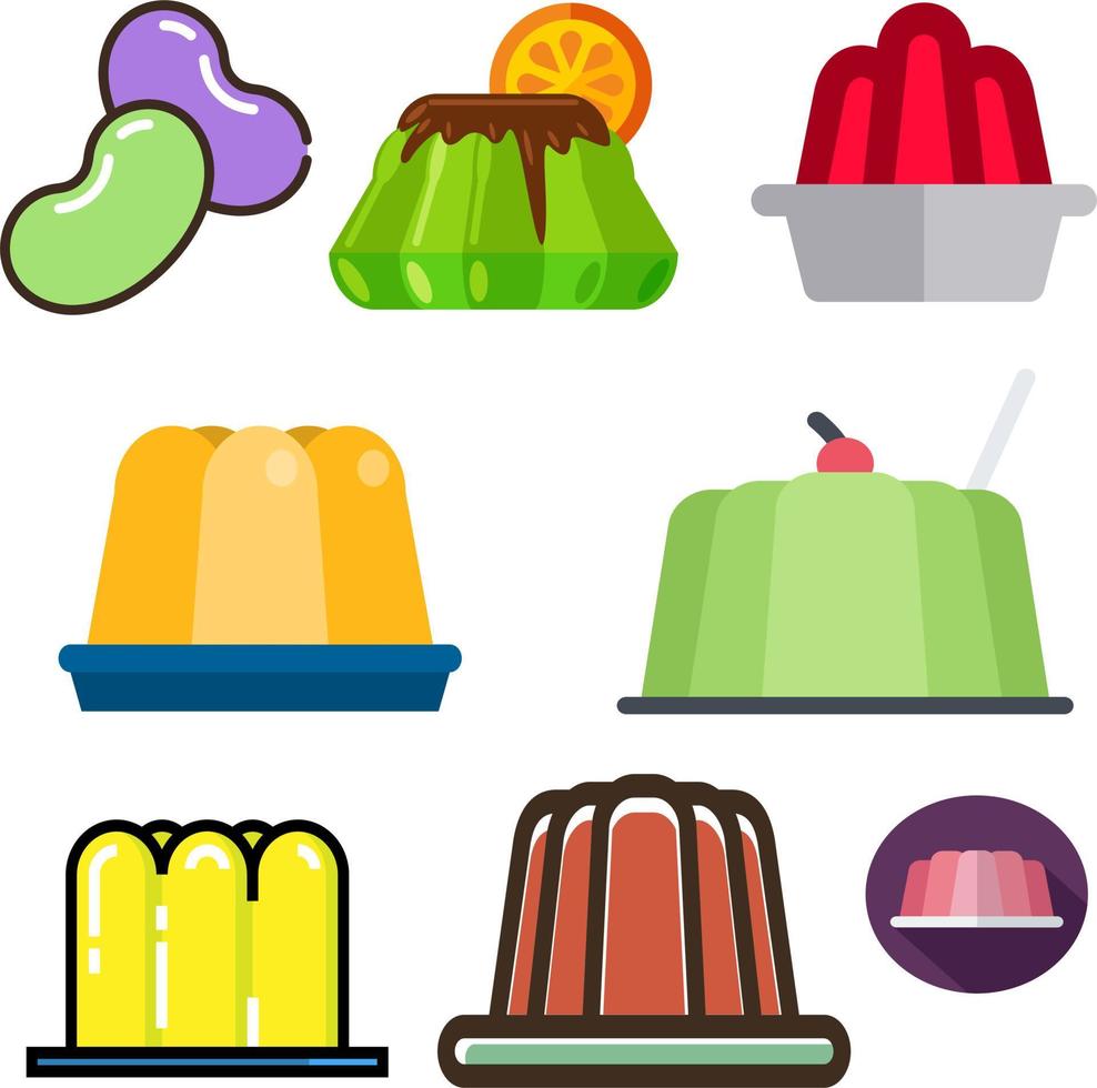 Jelly drink food cool vector set fruit