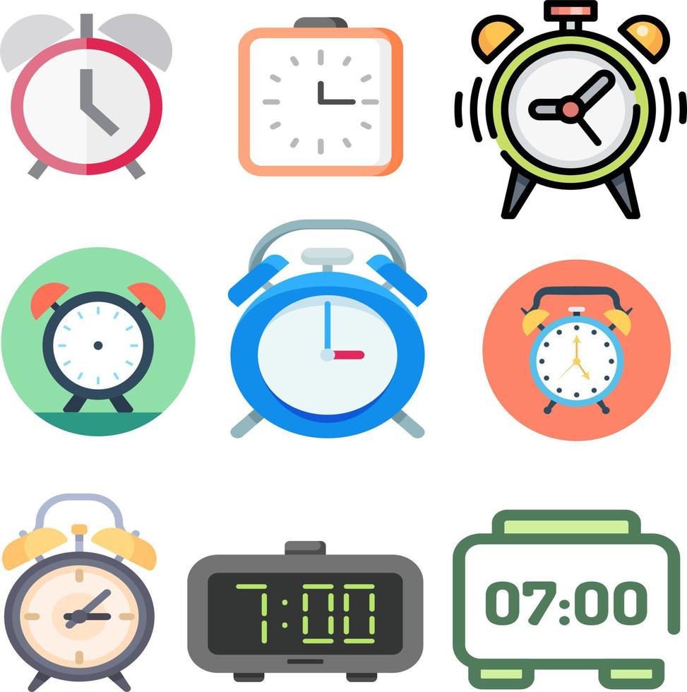 Alarm clock vector set color