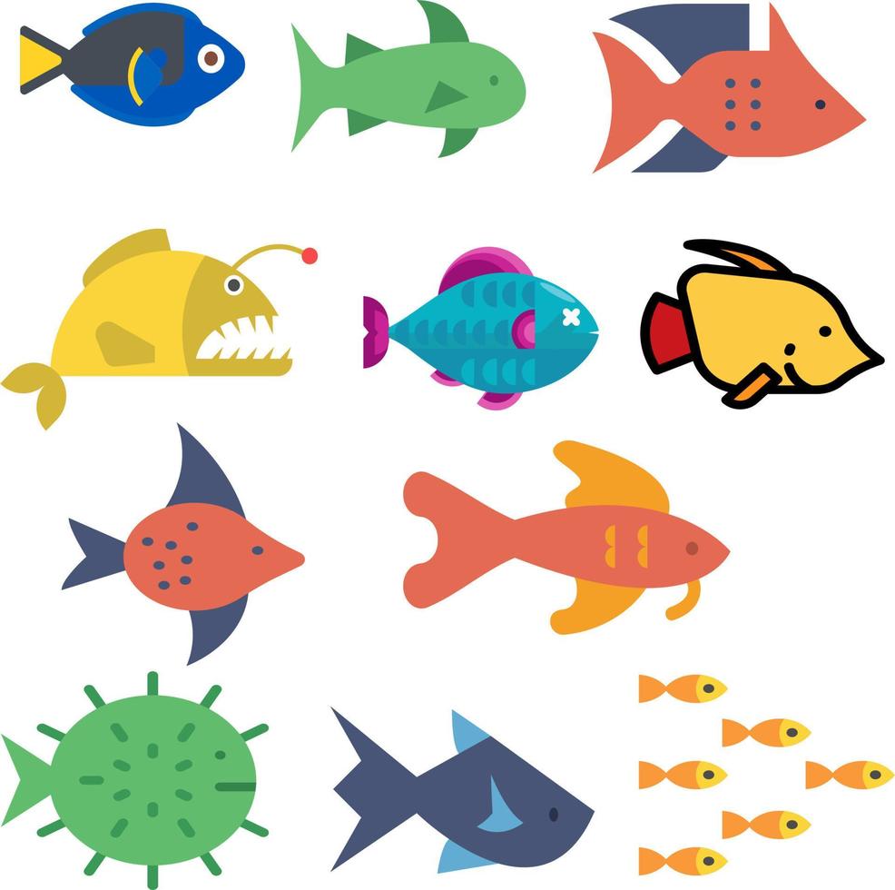 Fish vector set art icon sea