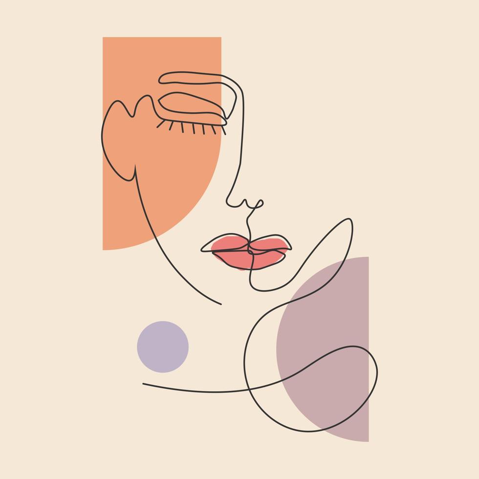 Hand drawn one line art female illustration vector