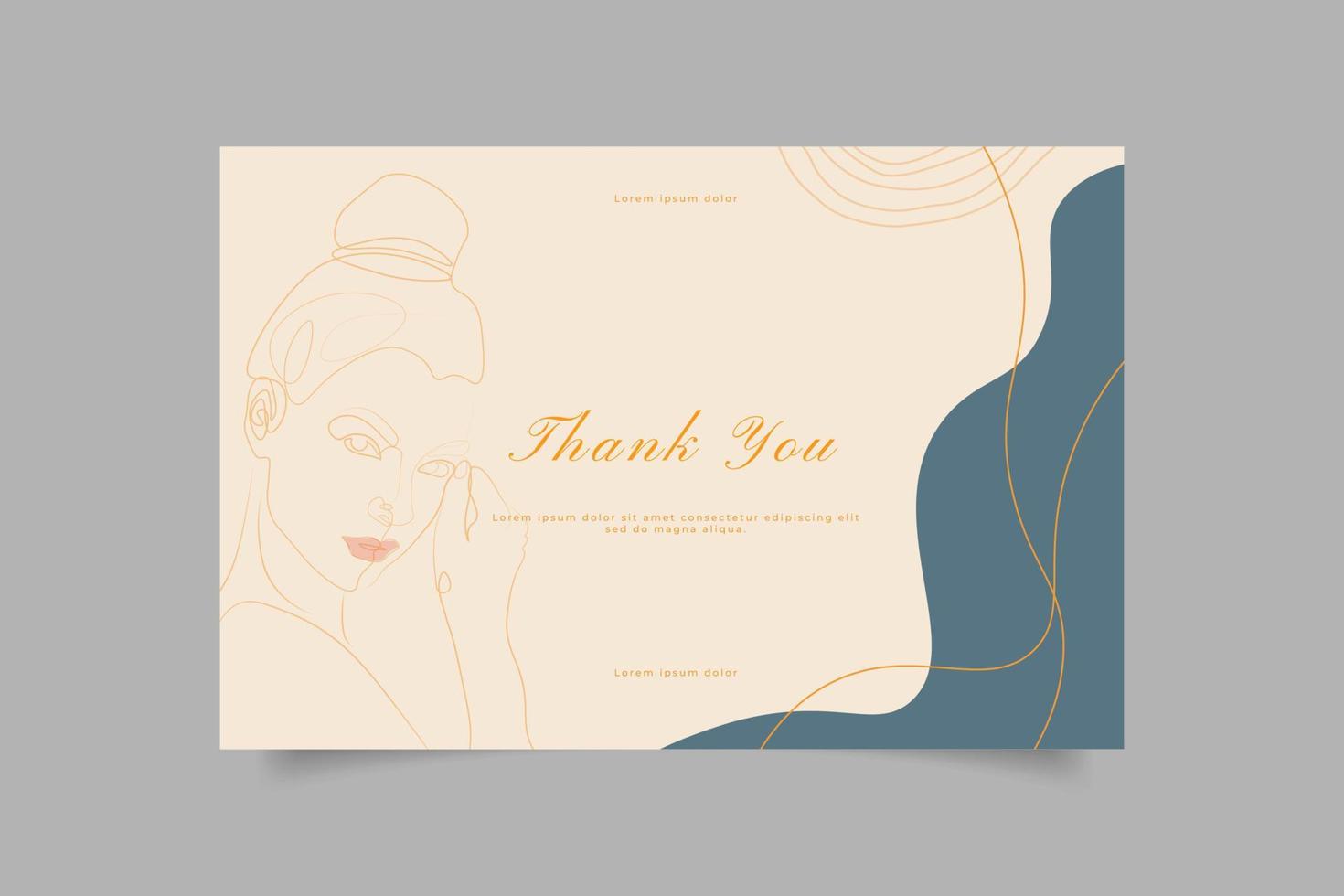 Template thank you card with abstract hand drawn background vector