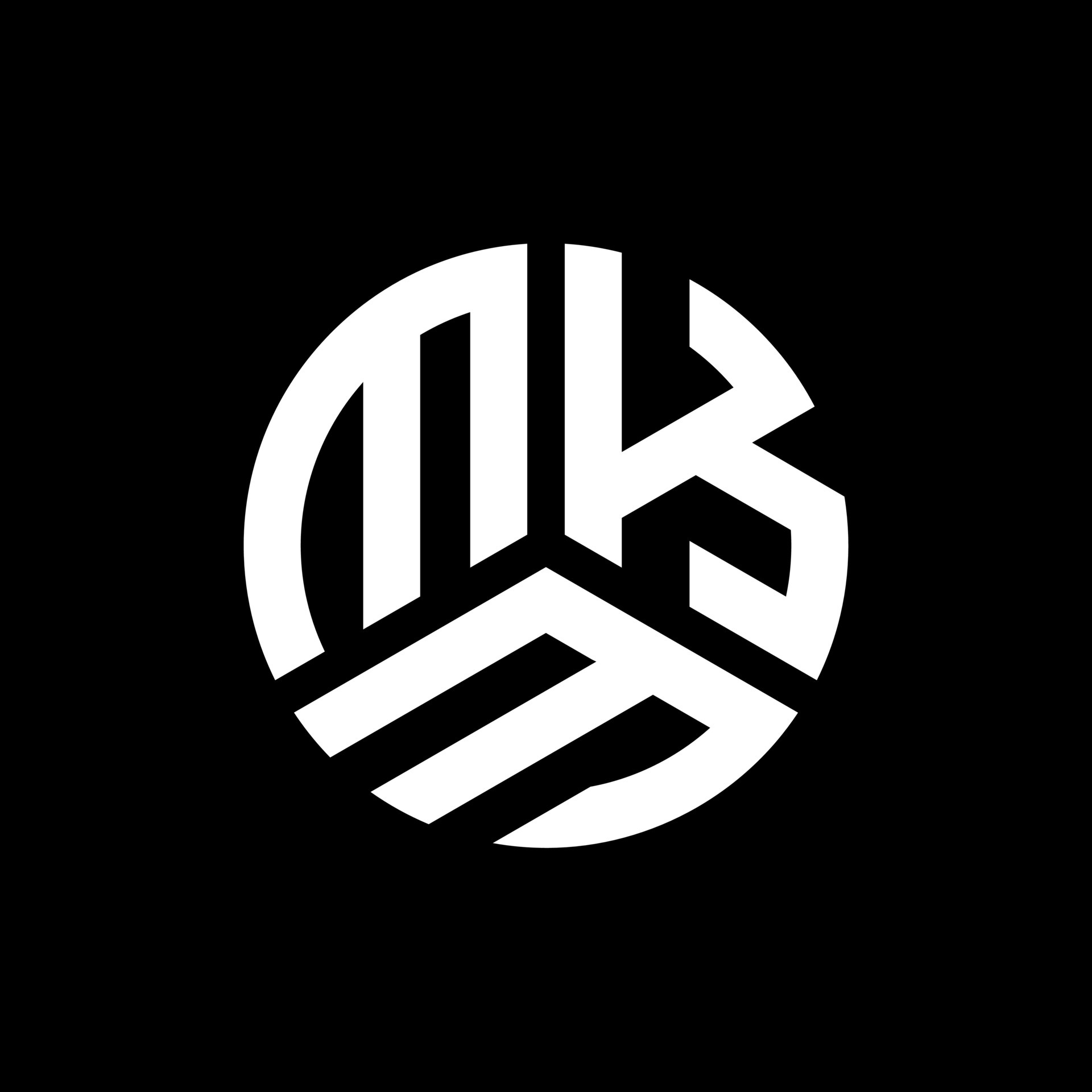 MKM letter logo design on black background. MKM creative initials