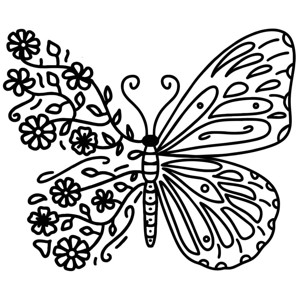 diseño de camiseta de mariposa y flor vector
