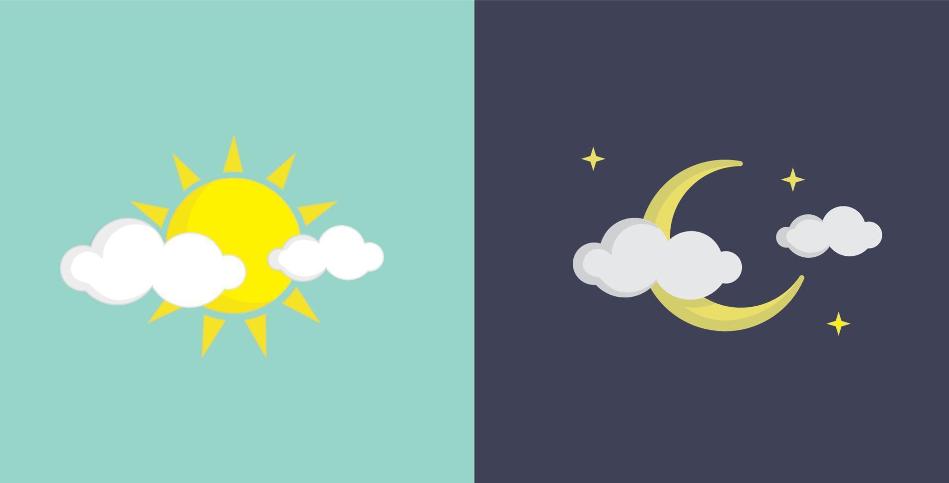 Moon and Sun Vector Illustration
