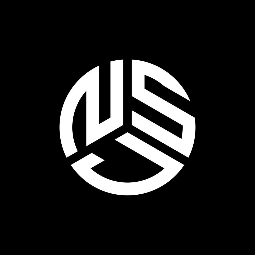 NSJ letter logo design on black background. NSJ creative initials letter logo concept. NSJ letter design. vector