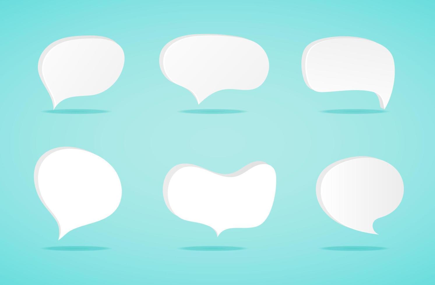 Set of 3D white bubble chat for discussion designs element vector