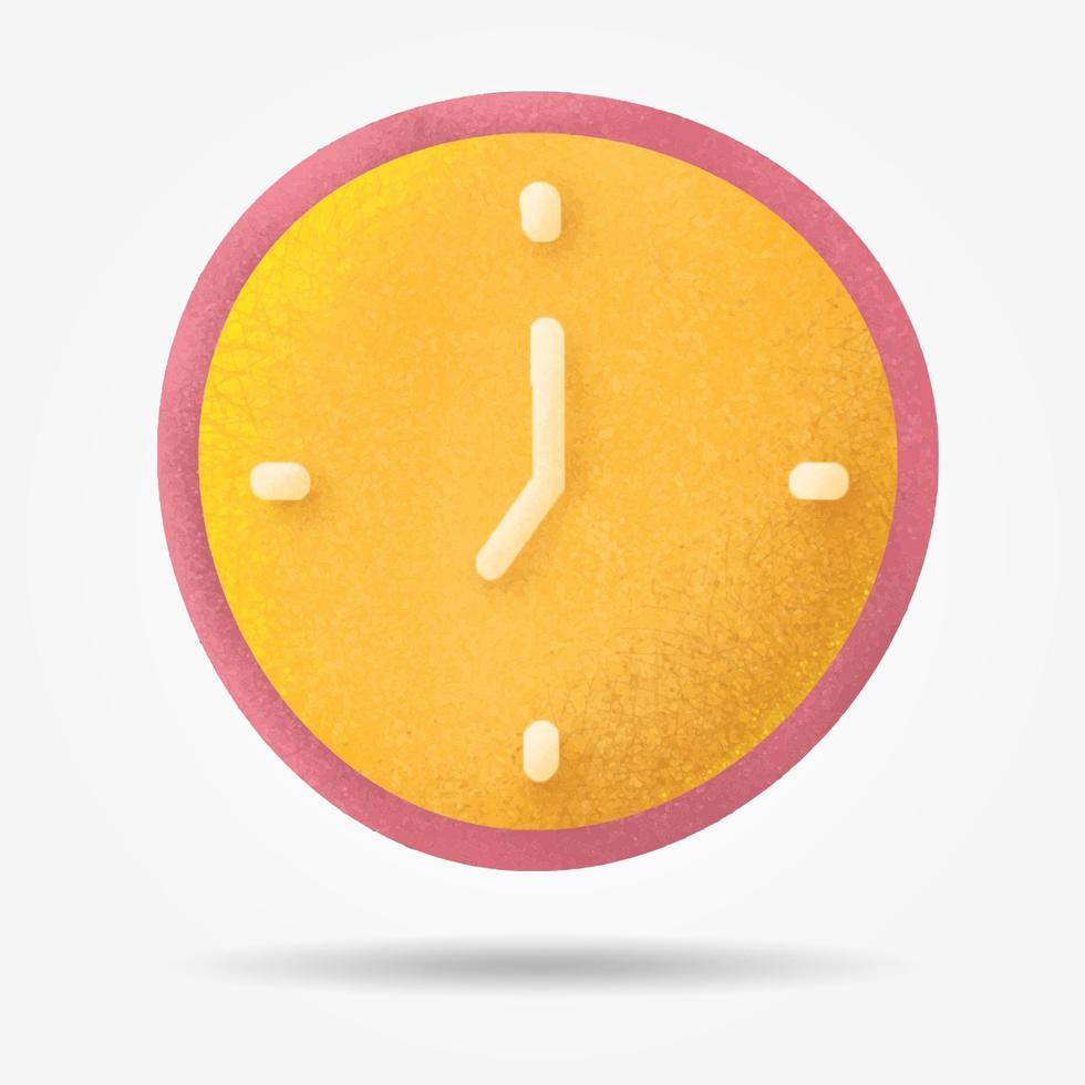 Watercolor Yellow Clock Icon Isolated on White Background vector