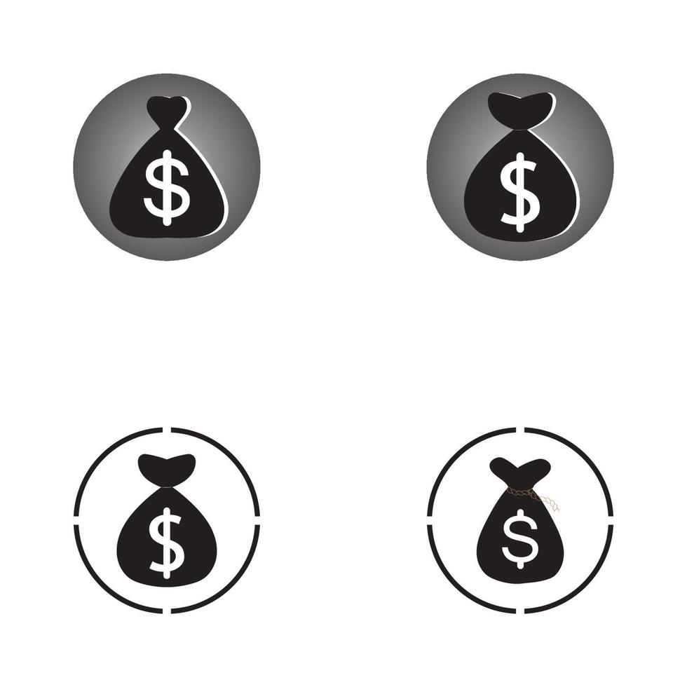 bolsa de dinero con símbolo de dólar vector logo icono