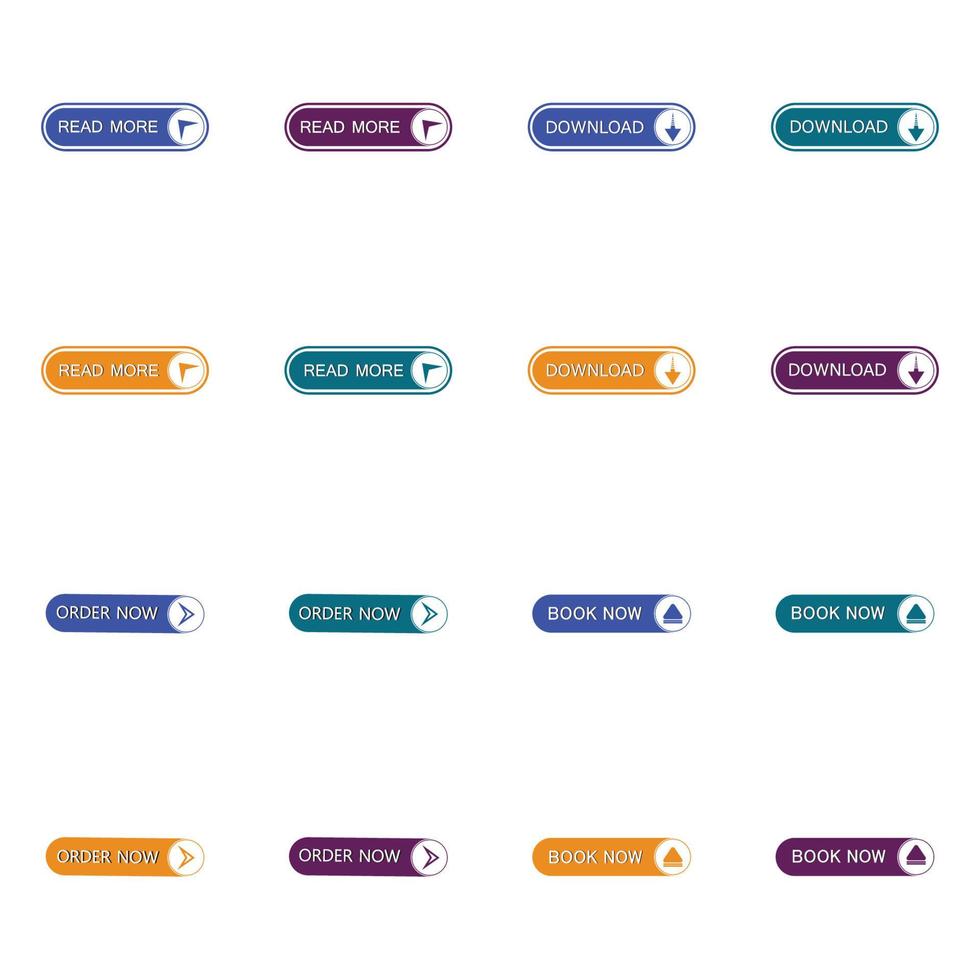 Set of different colorful buttons. Collection of modern buttons for website and user interface. Web icons. vector