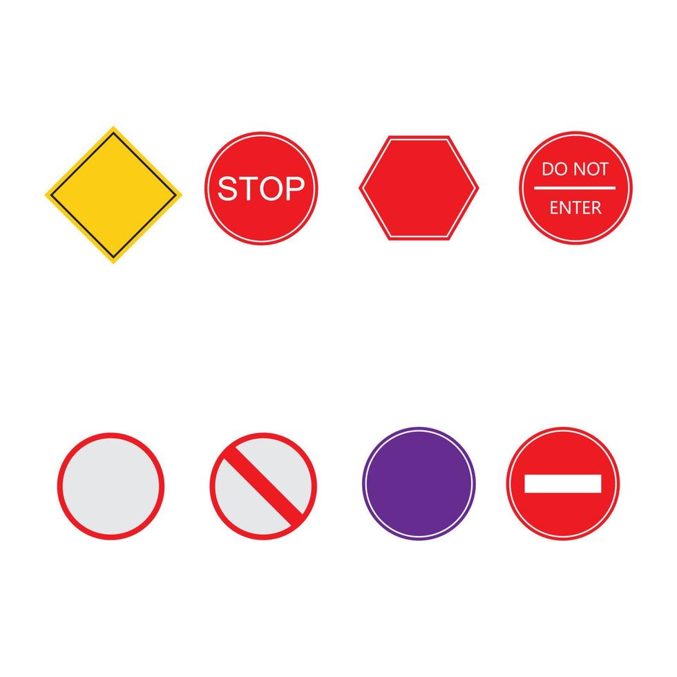 Vector set of blank road sign on isolated white background