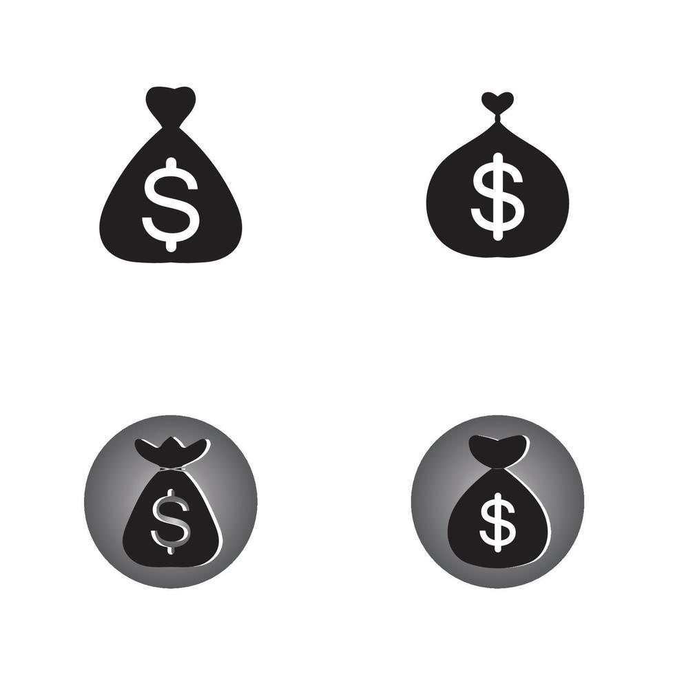 money bag set with dollar symbol vector logo icon