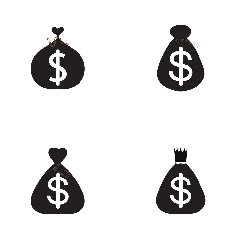 money bag set with dollar symbol vector logo icon