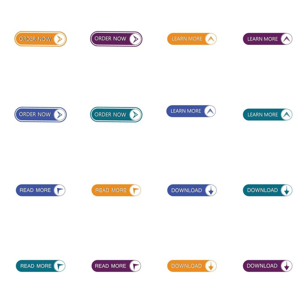 Set of different colorful buttons. Collection of modern buttons for website and user interface. Web icons. vector