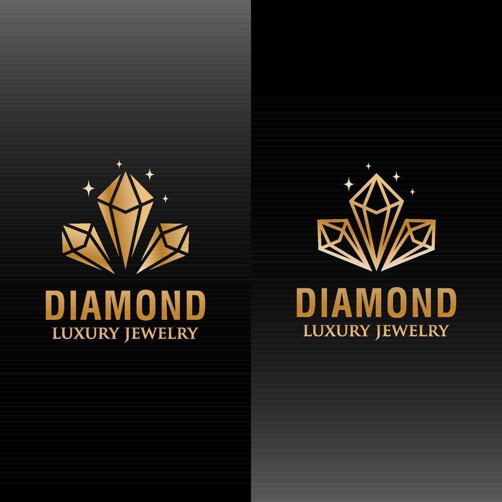 luxury diamond jewelry golden logo two versions vector