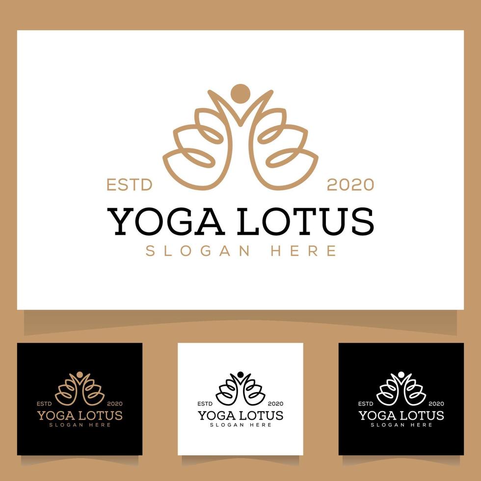 green yoga lotus people health logo design vector template, human meditation in lotus flower vector illustration