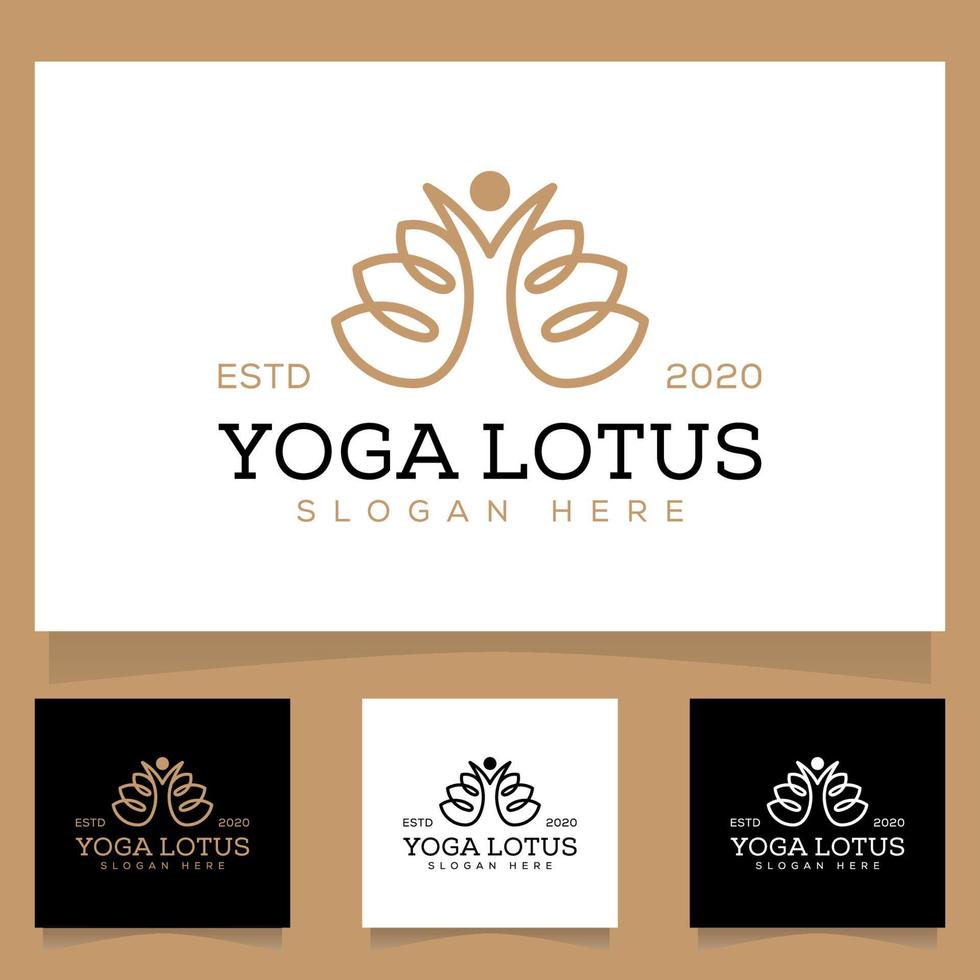 plantilla de vector de diseño de logotipo de salud de personas de loto de yoga verde, meditación humana en ilustración de vector de flor de loto