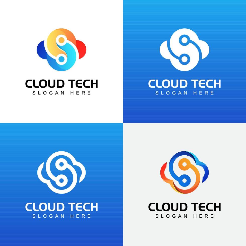 Cloud tech logo design modern style vector design collection