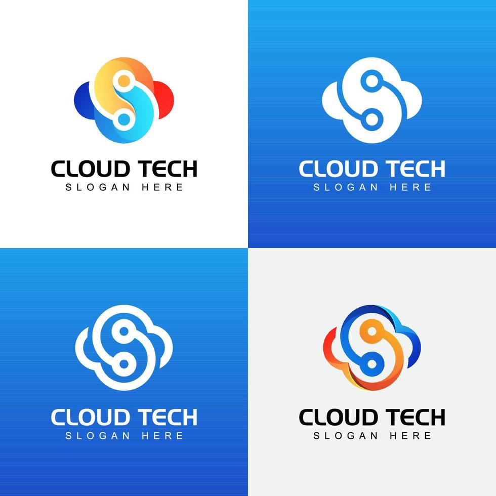 colección de diseño de vectores de estilo moderno de diseño de logotipo de tecnología en la nube