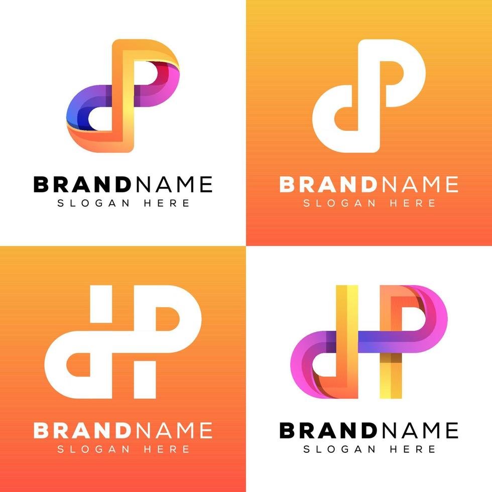 plantilla de vector de diseño de logotipo de monograma de letra inicial de color moderno dp