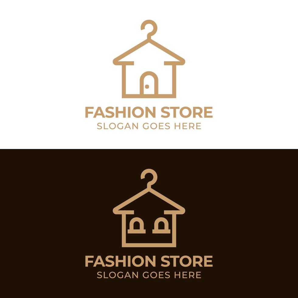 line art style fashion store or clothing shop logo design with two versions vector