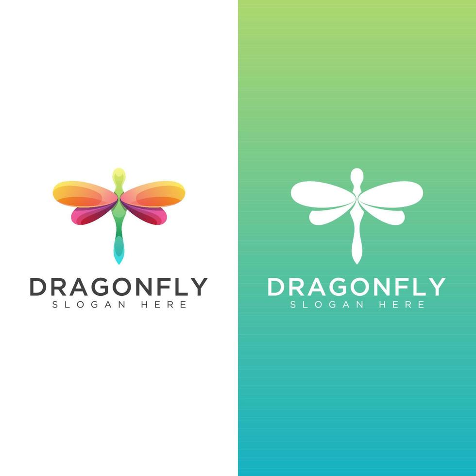 dragonfly gradient logo,  Butterfly Insect Fly Minimalist elegant logo element vector