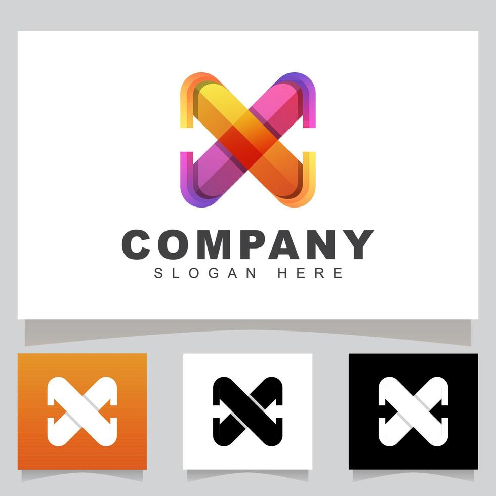 modern color letter X with arrow business logo, initial express logistic logo design vector template