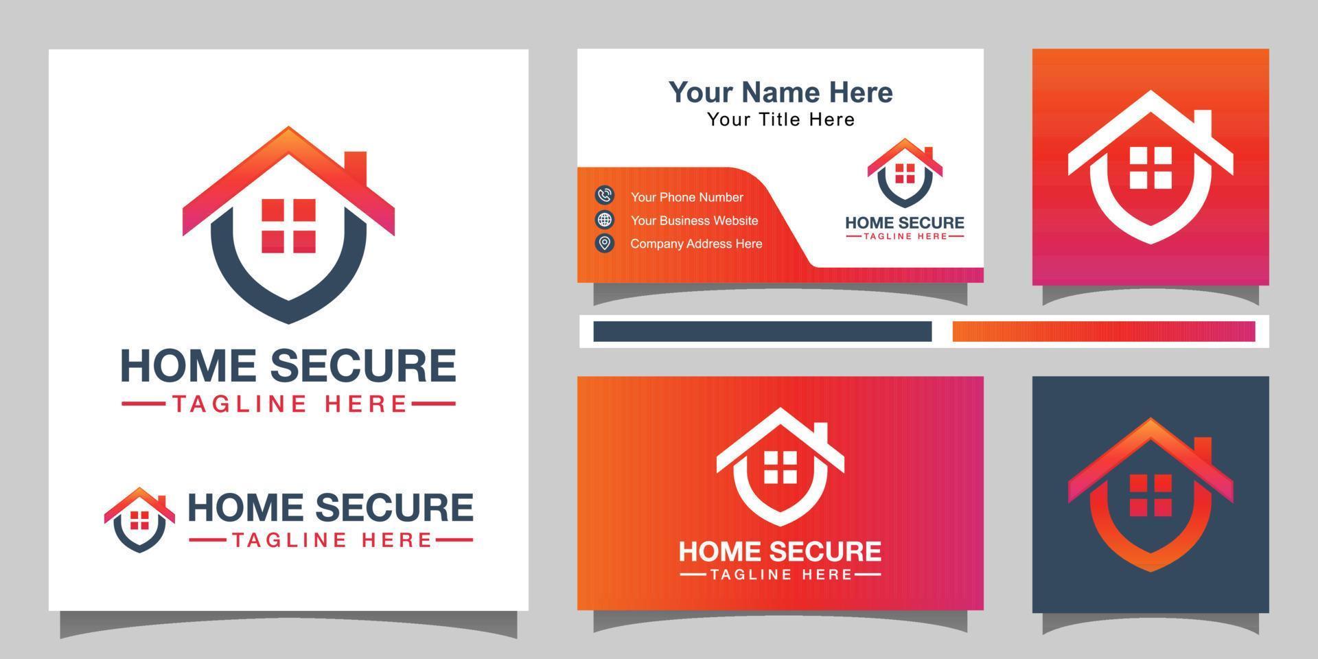 home secure logo, smart house logo design with identity card vector