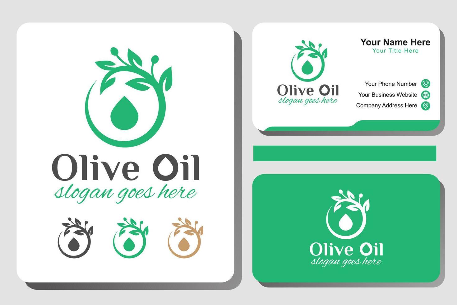 logo de olivo y gota de aceite para salón de belleza, cosméticos, yoga y diseño de tarjetas de identidad de productos de savia vector