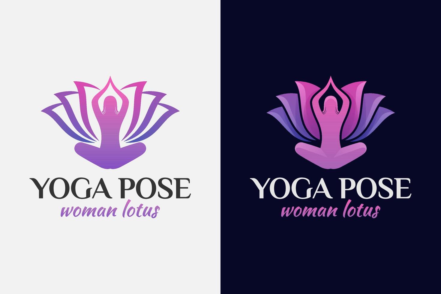 woman yoga with lotus for spa logo design vector template