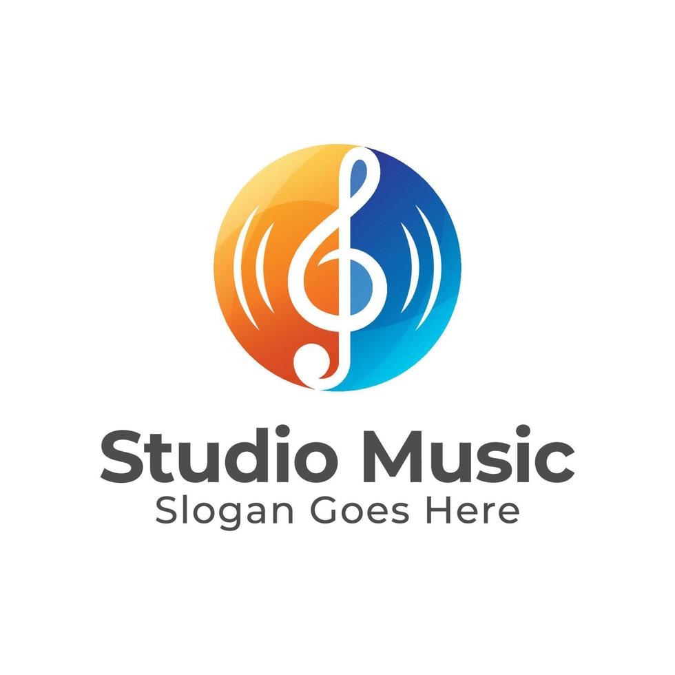 diseño de logotipo de mejor sonido de música de estudio de color moderno vector