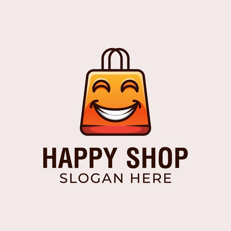 happy shop logo design, e commerce, online shop vector