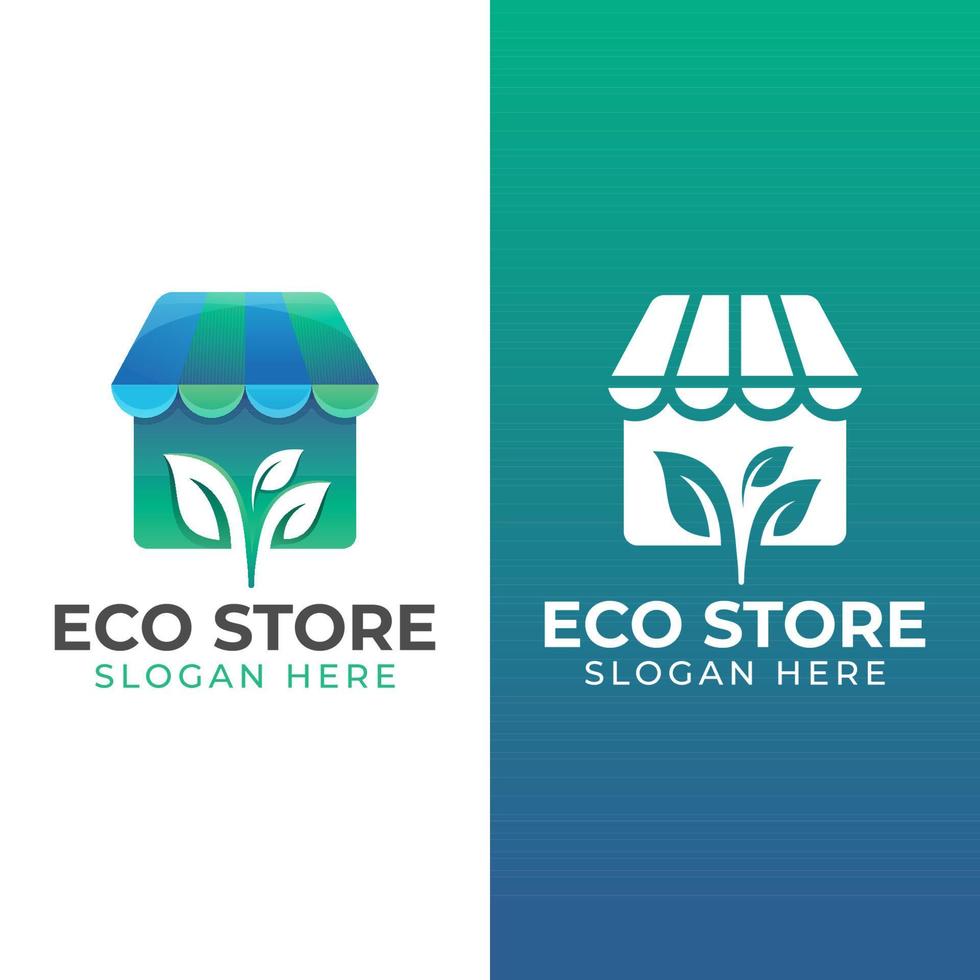 eco shop or store logo design with two versions vector