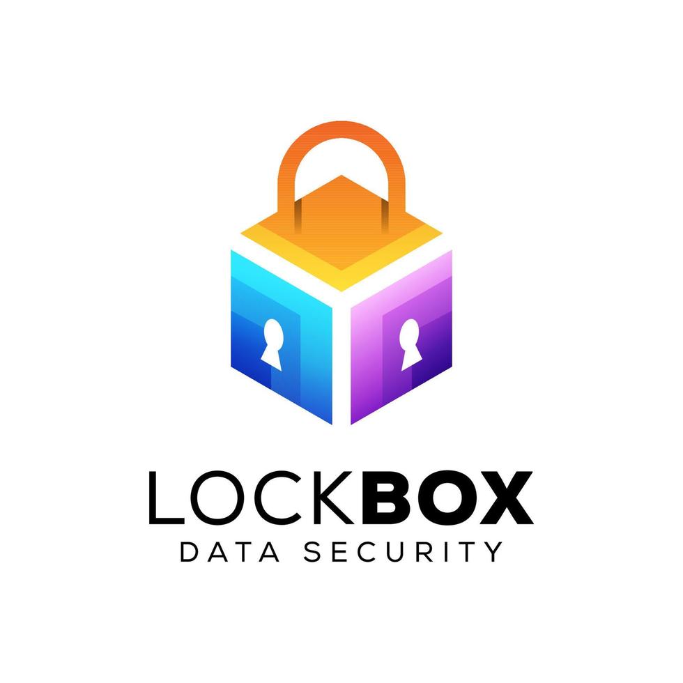 logo de caja de cubo colorido. plantilla de vector de diseño de logotipo de seguridad de datos de caja de bloqueo