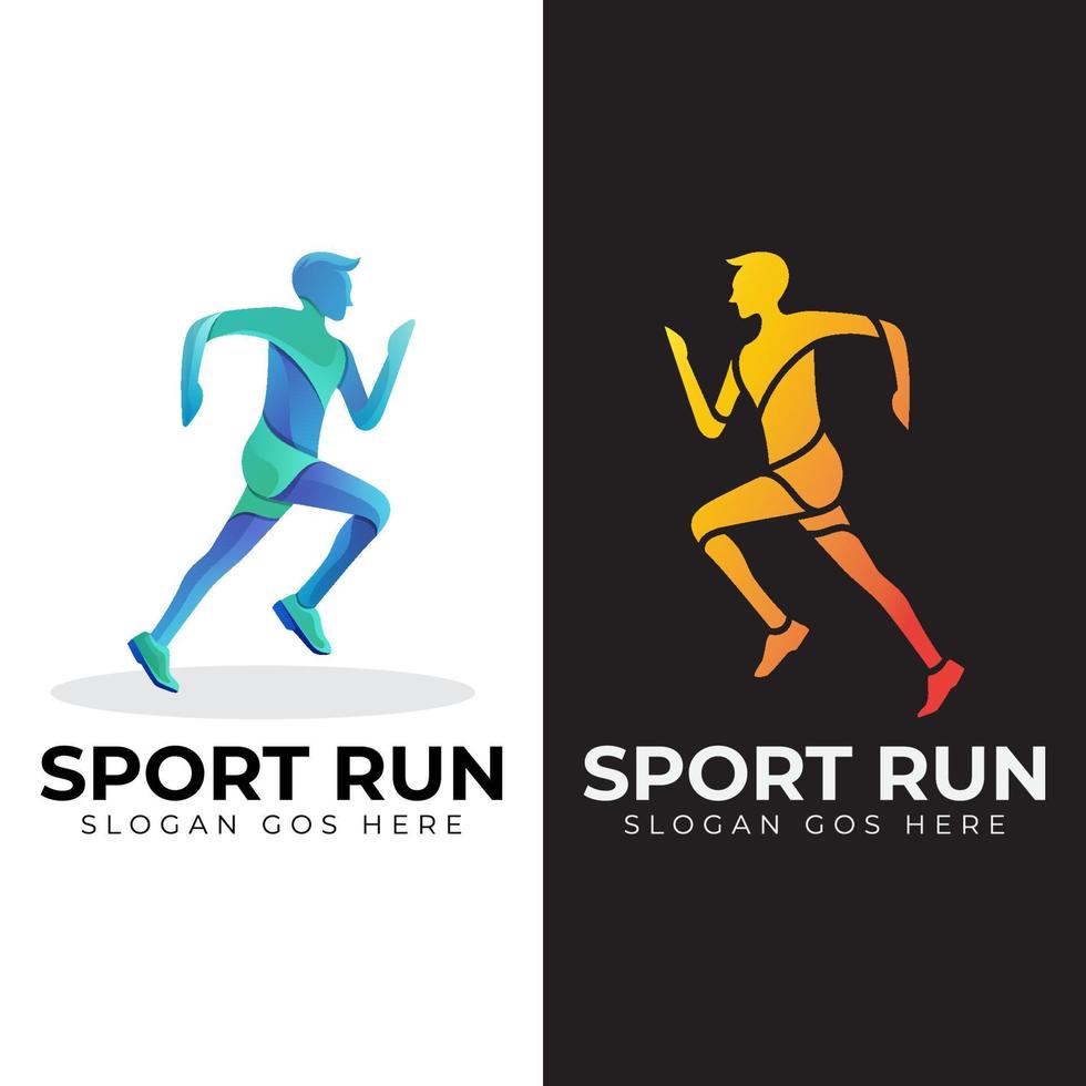 Diseños de logotipo de silueta de hombre corriendo para plantilla de logotipo de maratón, club de carreras o ilustración de logotipo de club deportivo vector