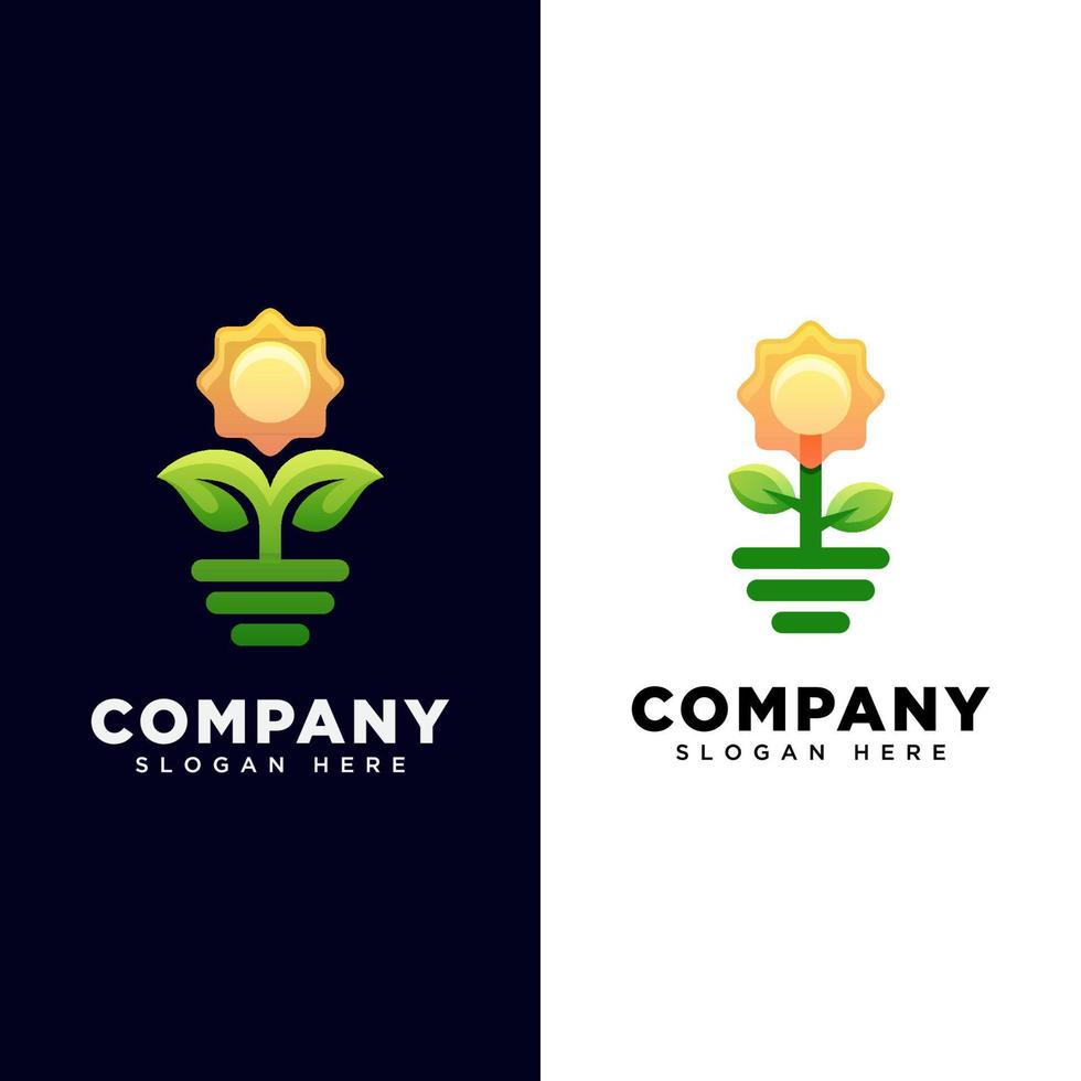 sunflower logo. plant with sun logo. spring logo design vector template