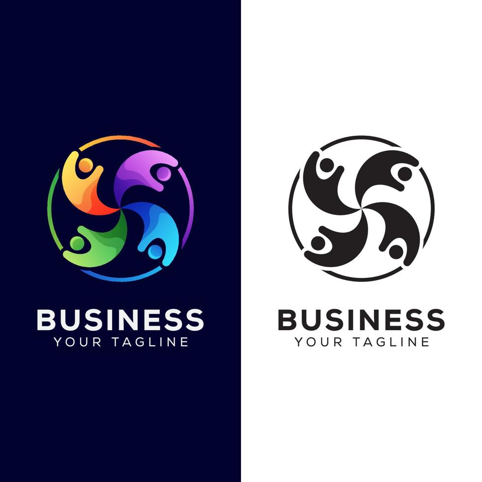 colorful business people group logo. networking human logo design vector template