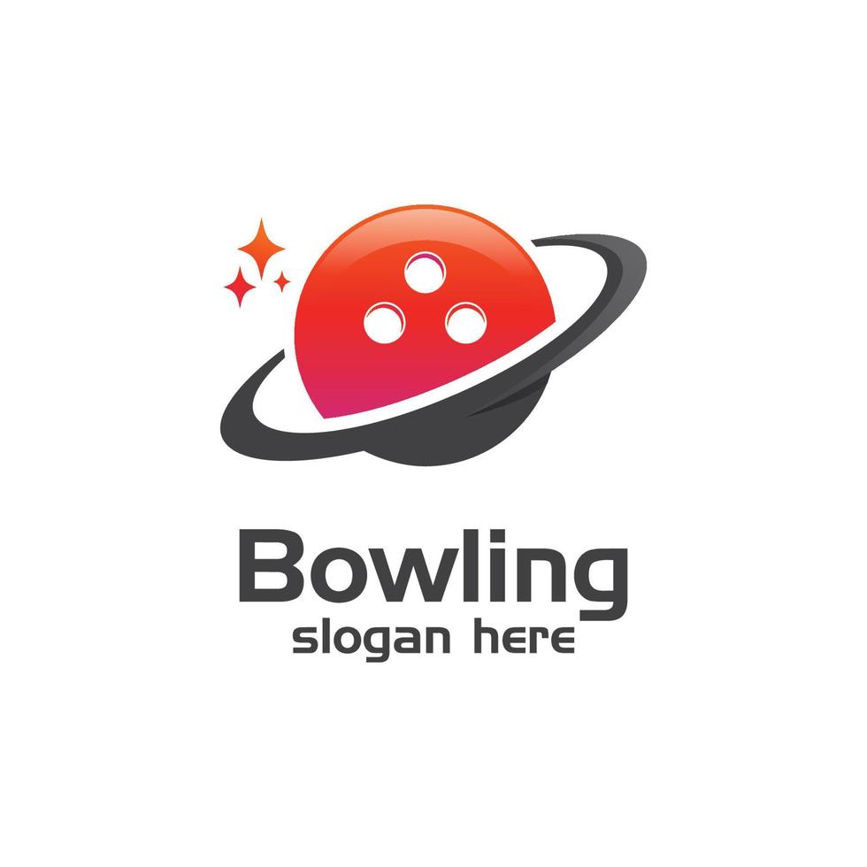 logotipo de degradado de bolos del planeta, plantilla de vector de diseño de logotipo de juego deportivo