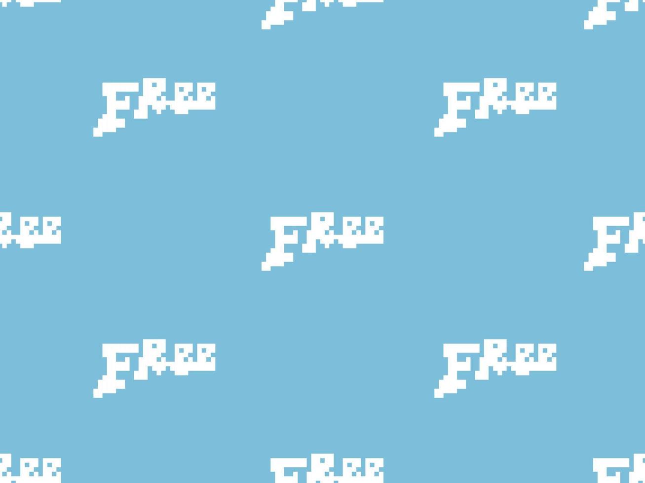 free text cartoon character seamless pattern on blue background.Pixel style vector